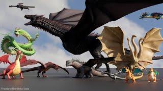 Dragon Size Comparison 3D | 3d Animation Size Comparison