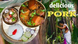 delicious pork recipe । গাহৰি পচলাৰ গ্রেভী আৰু গাহৰি ভাপত দিয়া ।