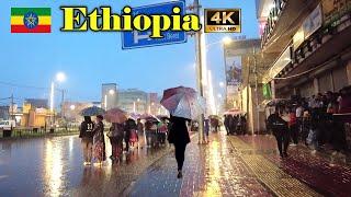 አዲሱ የቄራ መንገድ  ማታ በዝናብ  Addis Ababa Walking Tour (535) Rain Walk @Night Kera,  Ethiopia [4K]