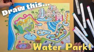 How to Draw an Epic Water Park | Step by Step Drawing Tutorial