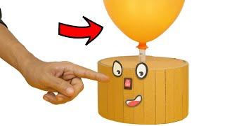 How To Make Balloon Air Pump Machine from Cardboard