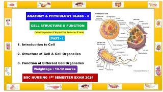 Anatomy and Physiology Class - 3 | Cell structure and function | Cell organelles#nursing#viral