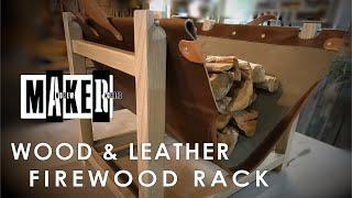 Firewood Rack from Wood and Leather