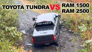 Toyota Tundra vs Ram 1500 vs Ram 2500 Off Road 4x4 Muddy Hill Climb Test!!!