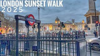 London Winter Walk 2025 | London Sunset Walk | Relaxing Walking tour in West End London [4K HDR]