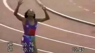 W 100 m - Florence Griffith-Joyner - 10.49 - Indianapolis (SUA) - 1988 - Record mondial