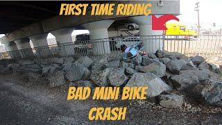 Little Kid Crash His Mini Bike On His First Ride Out! Mini bike River bed Run