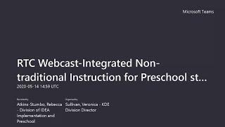 RTC Webcast Integrated Non traditional Instruction for Preschool students