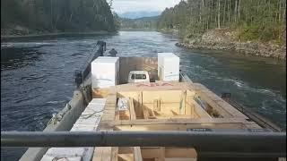 Landing craft Inlet Raider entering Hidden Basin on Nelson Island, B.C. Canada.