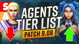 *NEW* Agent Tier List Patch 9.08! - HUGE GEKKO NERFS! - Valorant Meta Guide