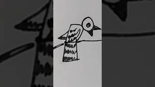 easy Cute cartoon bird draw With 4 Number #shorts #drawing #birds #brartschool