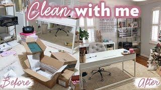 REARRANGE & CLEAN WITH ME -- MY HOME OFFICE | Sarah Brithinee