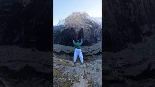 2-way base jump in Lauterbrunnen ️ #mountains #basejump #adrenaline #flying #nature #winter