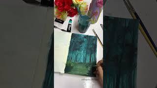 #paintwithme #gouachepainting #art #magical #forest #shorts #virgobrushmagic
