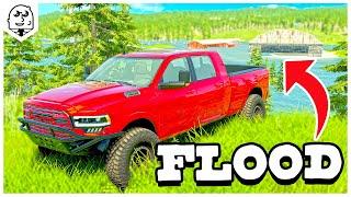 Escaping a HUGE FLOOD in Lifted Trucks!