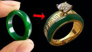 I put jade stone into gold ring - unique jewelry handmade