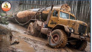 Massive Wood Logging Truck in Action, World's Largest Heavy Equipment Machines