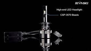 Bevinsee H7 H4 LED Lights Bulbs  LED Headlight 120W 22000LM 6000K White Car Headlamp 2pcs