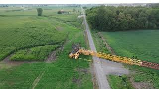 Fallen windmill construction crane on the ground, Hardin County Ohio August 22, 2020 (4K)