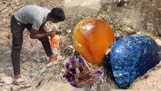 diamond mining, gem hunters, diamond hunters at the bottom of the mountain.