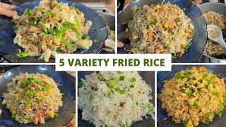 5 Variety Fried Rice recipes / Buttery Garlic rice / Saucy hot rice / Capsicum egg rice