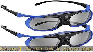 144Hz DLP Link 3D Glasses, Rechargeable 3D Active Shutter Glasses for All DLP-Link 3D Projectors, C