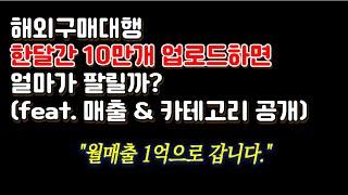 해외구매대행 대량등록 1달간 10만개 업로드 하면 얼마가 팔릴까?(feat. 매출 & 카테고리 공개)