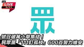 【直播完整版】號召破萬小草集結！民眾黨「111釘孤枝」 600百警力維安