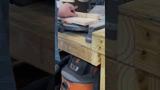 using my miter saw to cut very small pieces to make a tray Out of scrap wood