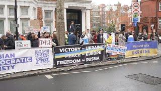 Anti-Putin protesters outside Russian Embassy in London | AFP