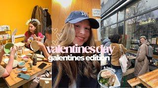 your sign to do galentines! paint pottery & bagels - day in my life vlog