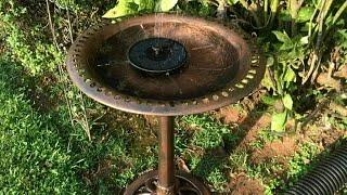 Outdoor Resin Pedestal Birdbath and Floating Solar Fountain -5 min Set Up