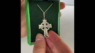 Large Traditional Gold Celtic Cross Necklace