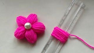 Super Easy Woolen Flower ideas with Scale | Easy Hand Embroidery Flower | Sewing hack