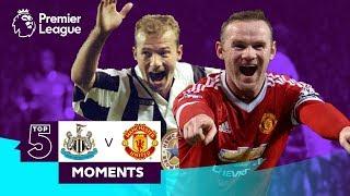 Newcastle v Manchester United | Top 5 Premier League Moments | Shearer, Rooney, Solskjaer