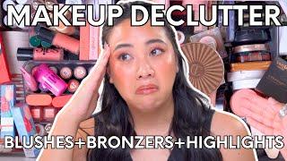 HUGE MAKEUP COLLECTION DECLUTTER PT. 1 | BLUSHES/BRONZERS/HIGHLIGHTERS