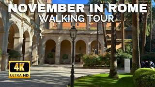 ROME: A Serene November Walking Tour - 4K 2024