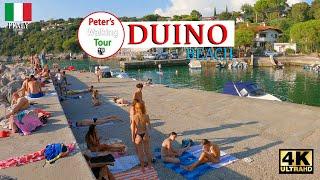 Duino Beach, Strand, Italy  Walking Tour 4K