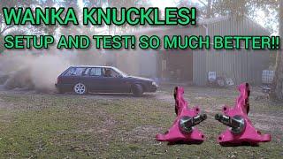 WANKA KNUCKLE SETUP AND TESTING!! SO MUCH BETTER!! || RB30ET R31 DRIFT WAGON