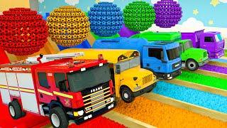 Bingo Song - School bus, Fire truck, Name the colors of the trucks-Baby Nursery Rhymes & Kids Songs