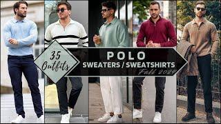 35 Ways to Style Polo Sweaters & Sweatshirts In Fall 2024 | Men's Fashion