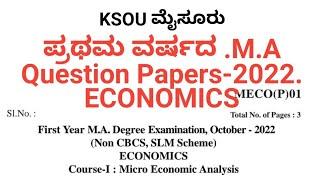 First year M A Economics QUESTION PAPER -2022 Karnataka State open University Mysore