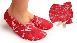 How to sew slippers in 15 minutes from leftover fabric or from old clothes!