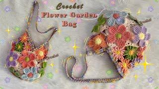 CROCHET BAG  Flower Garden  How to Crochet Flower Granny Square Bag