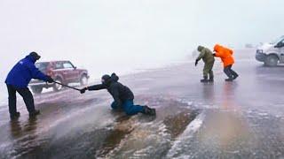 Icy Road Madness Caught on Camera