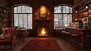 Winter Cafe Ambience With Jazz Music Playing Slowly and Fireplace