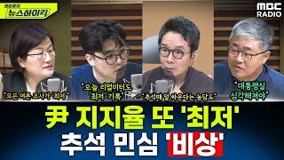 尹 지지율, 갤럽 이어 리얼미터도 '최저'...추석 민심 '비상' - 헬마우스&장윤선&장성철, [권순표의 뉴스하이킥], MBC 240916 방송