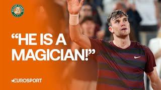 Jack Draper reacts aFter his Hard fought victory against Gael Monfils 