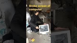 Broke computer screen  broke old computer  restoration old computer screen  damaged old computer