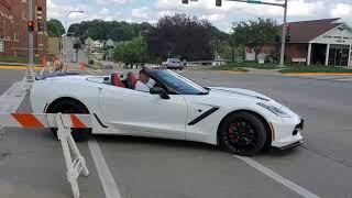 Cars leaving the 2019 Atlanticfest Car Show in Atlantic, Iowa